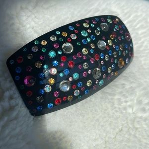 VINTAGE Early 1980s Multi Color Crystals French Hair Barrette